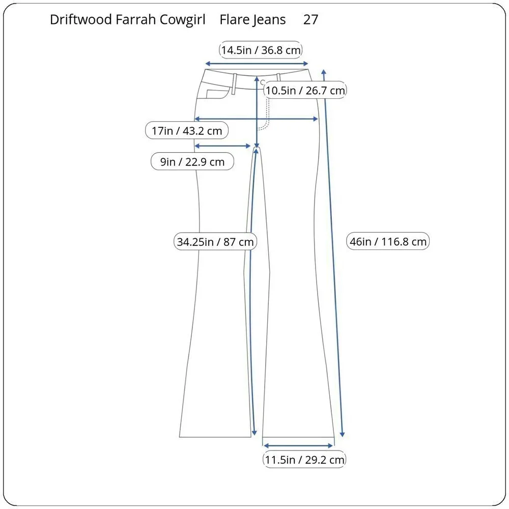 Driftwood Farrah Cowgirl Size 27 Patch Flare High Rise NEW Denim Retro Jeans
